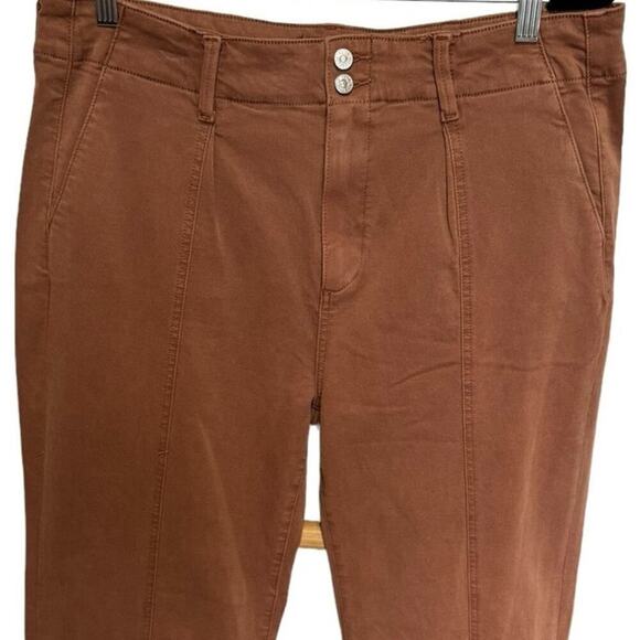 Paige Brooklyn Jeans Double Button Waistband Flare High Waisted Orange Size 33 - Picture 4 of 11